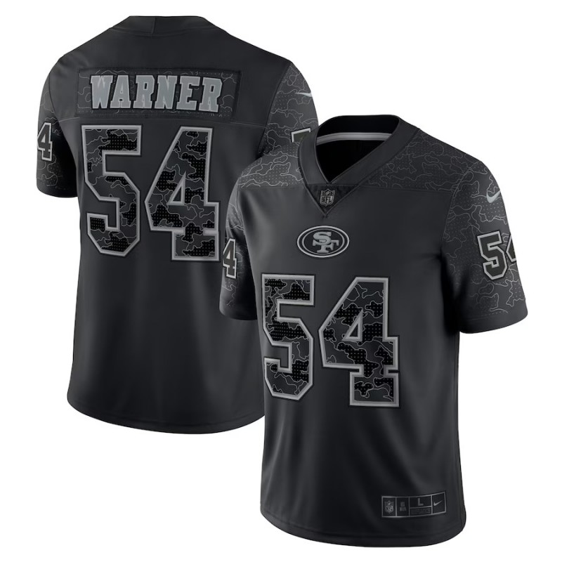 Men's San Francisco 49ers #54 Fred Warner Black RFLCTV Nike Limited Stitched Jersey Men's San Francisco 49ers #54 Fred Warner Black RFLCTV Nike Limited Stitched Jersey