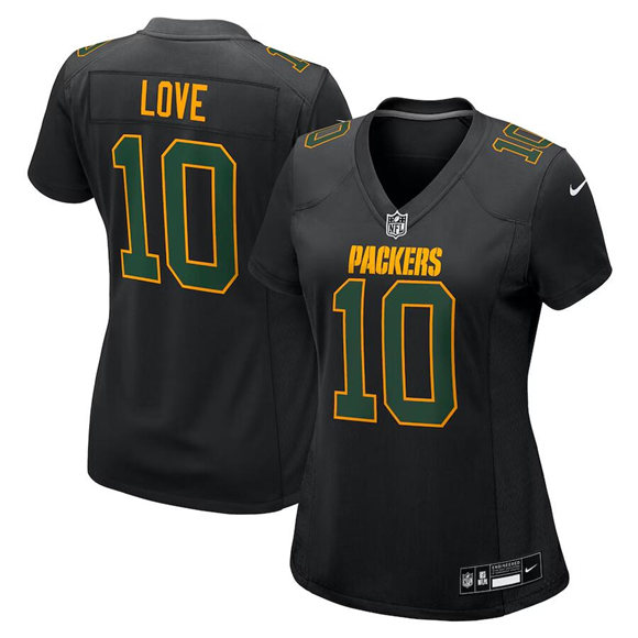 Women's Green Bay Packers #10 Jordan Love Black Fashion Stitched Game Jersey(Run Small) Women's Green Bay Packers #10 Jordan Love Black Fashion Stitched Game Jersey(Run Small)