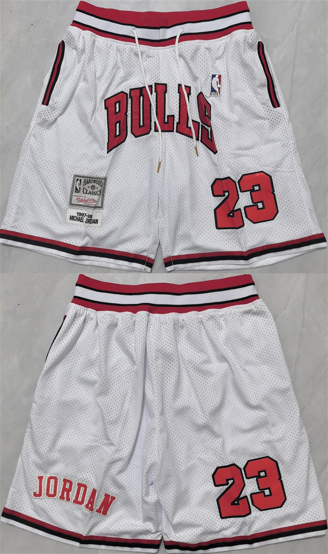 Men's Chicago Bulls #23 Michael Jordan White Shorts (Run Small)