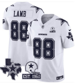 Women's Dallas Cowboys #88 CeeDee Lamb 2024 White F.U.S.E. With Established In 1960 Patch Stitched Football Jersey(Run Small) Women's Dallas Cowboys #88 CeeDee Lamb 2024 White F.U.S.E. With Established In 1960 Patch Stitched Football Jersey(Run Small)