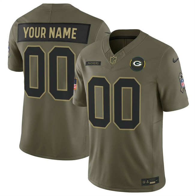 Men's Green Bay Packers Active Player Custom Olive 2025 F.U.S.E. Salute to Service Limited Stitched Football Jersey