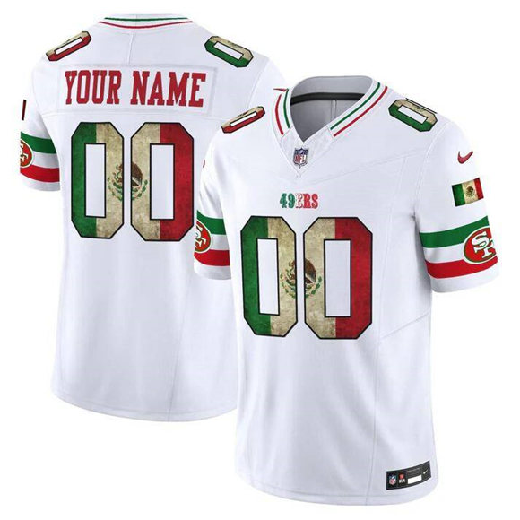 Men's San Francisco 49ers Active Player Custom White 2025 F.U.S.E. Mexico Vapor Limited Stitched Football Jersey