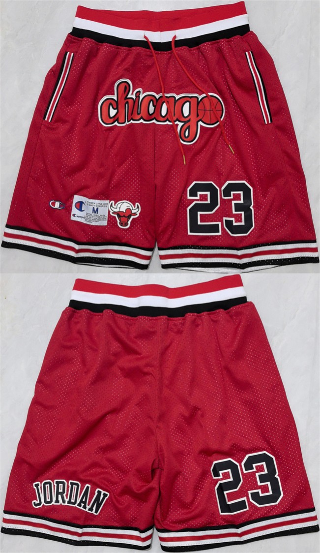 Men's Chicago Bulls #23 Michael Jordan Red Shorts (Run Small)