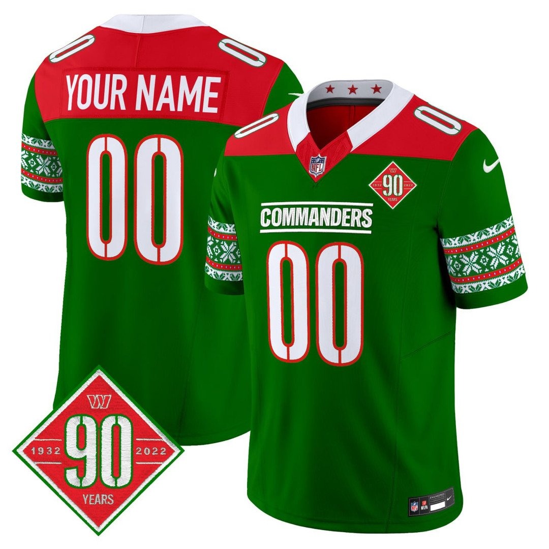 Men's Washington Commanders Custom 2025 Christmas Vapor F.U.S.E. Limited Stitched Jersey