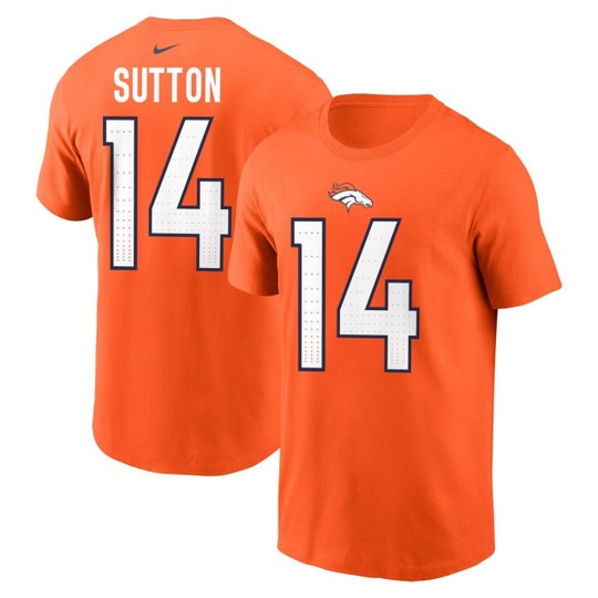 Men's Denver Broncos #14 Courtland Sutton Orange 2025 Nike T-Shirt