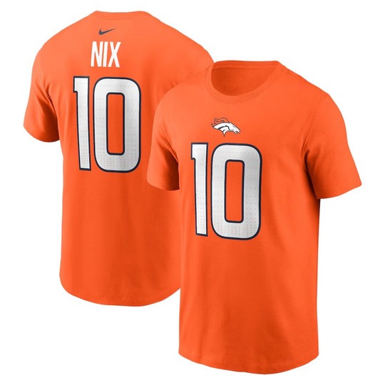 Men's Denver Broncos #10 Bo Nix Orange 2025 Nike T-Shirt