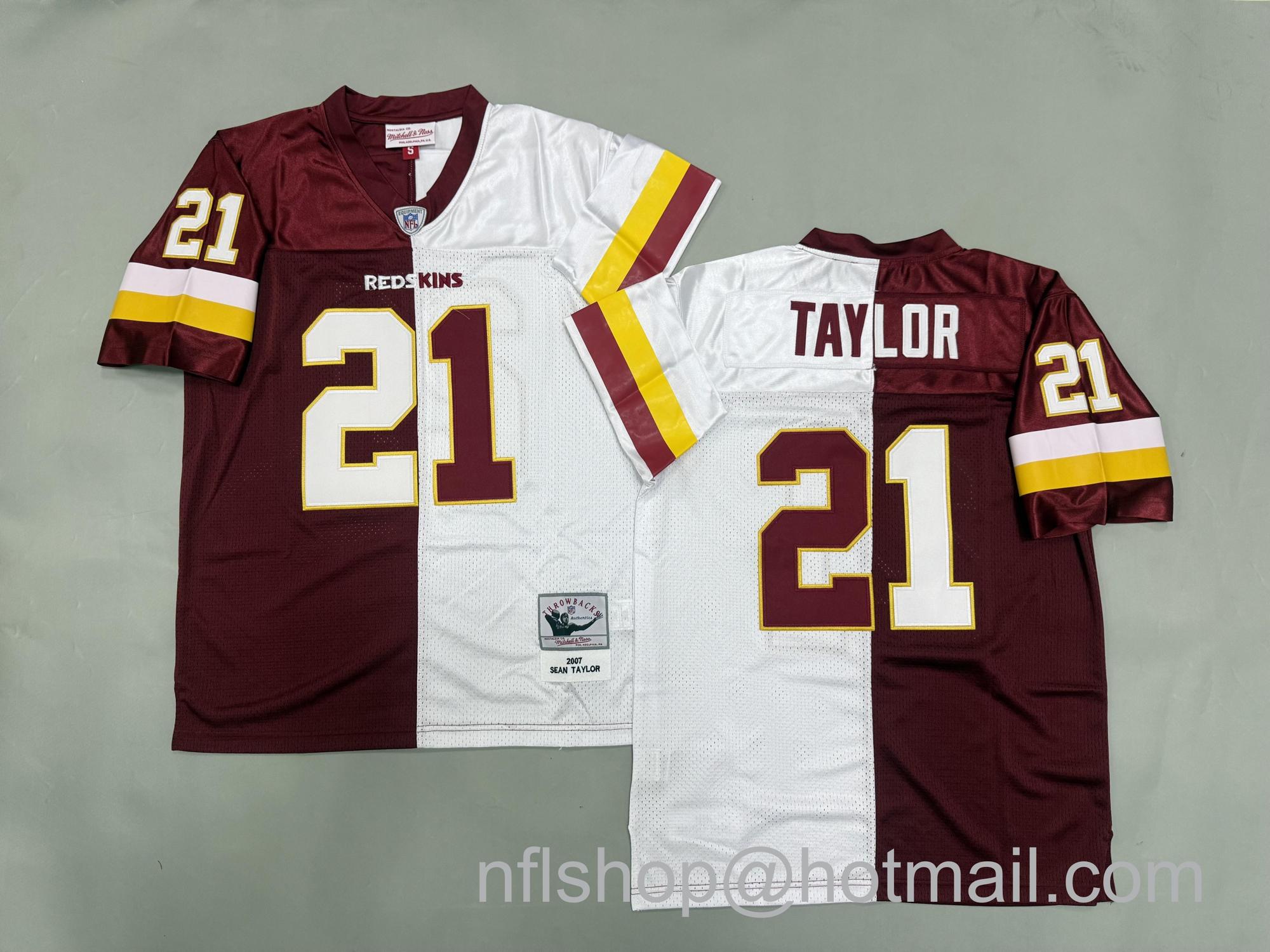 Men's Washington Commanders #21 Sean Taylor Split 2007 Mitchell & Ness NFL Jersey