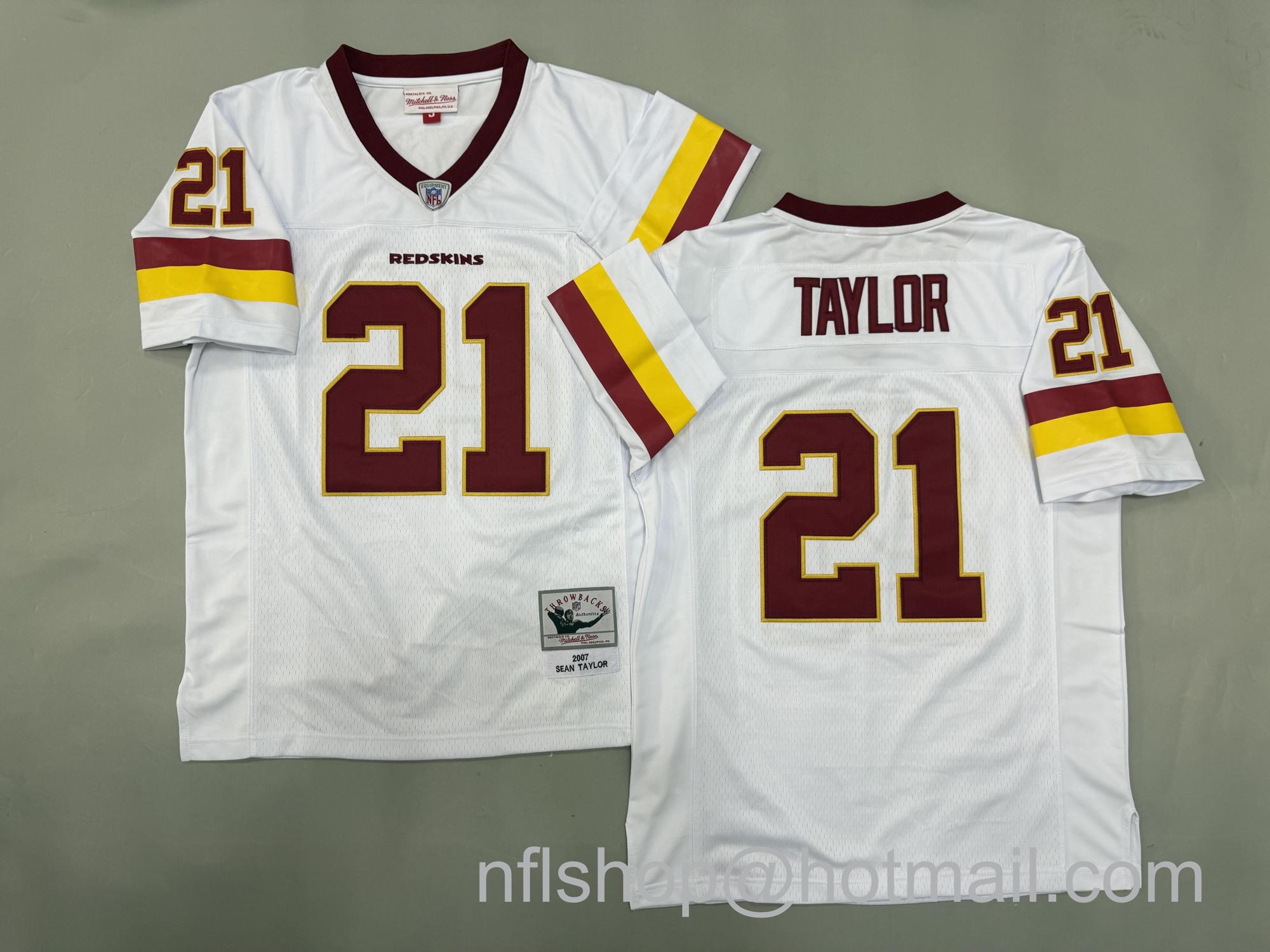 Men's Washington Redskins #21 Sean Taylor White 2007 Mitchell & Ness Jersey