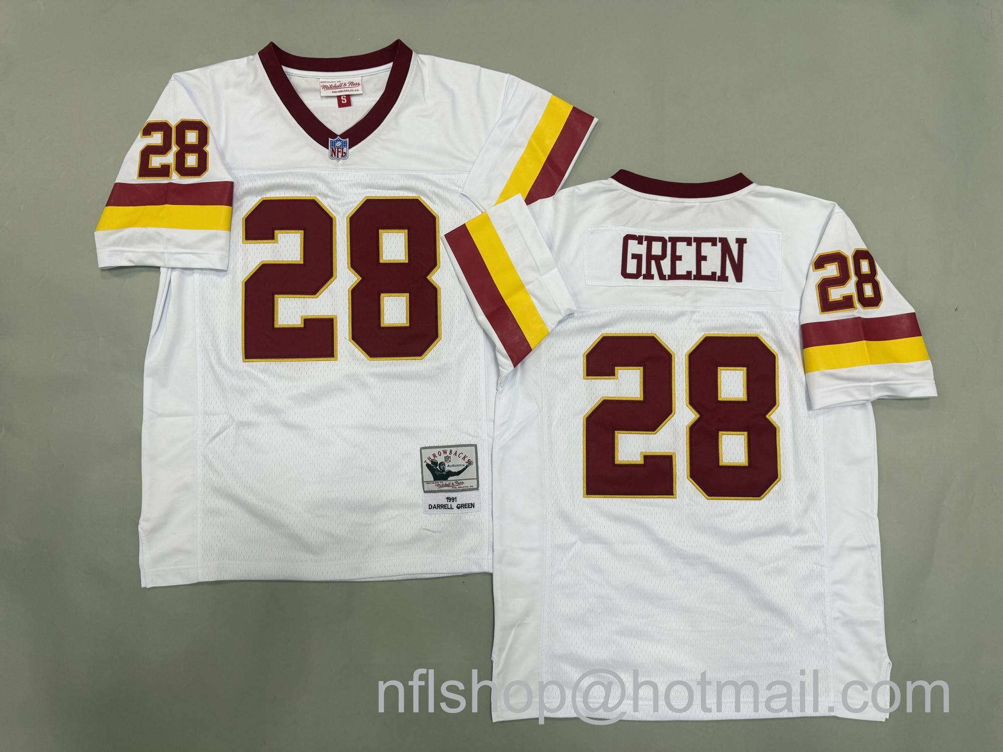 Men's Washington Commanders #28 Darrell Green White 1991 Mitchell & Ness Jersey