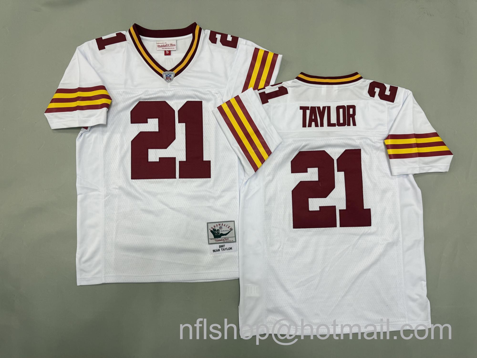 Men's Washington Commanders #21 Sean Taylor White 2007 Mitchell & Ness Jersey