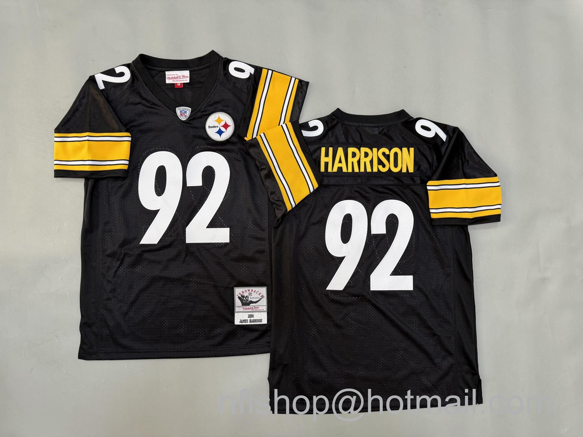 Men's Pittsburgh Steelers #92 James Harrison Black 2005 Throwback NFL Jersey