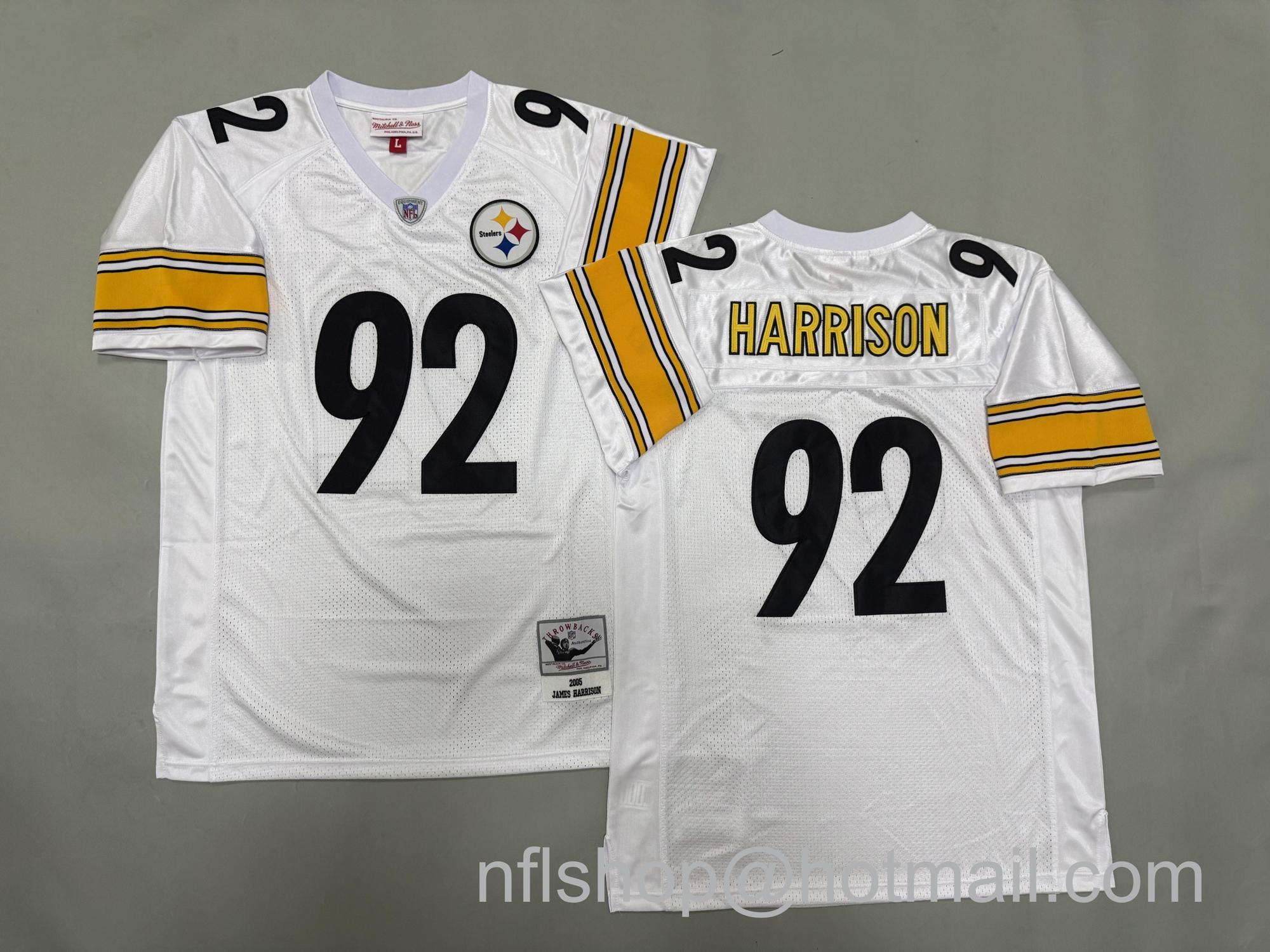 Men's Pittsburgh Steelers #92 James Harrison White 2005 Throwback NFL Jersey