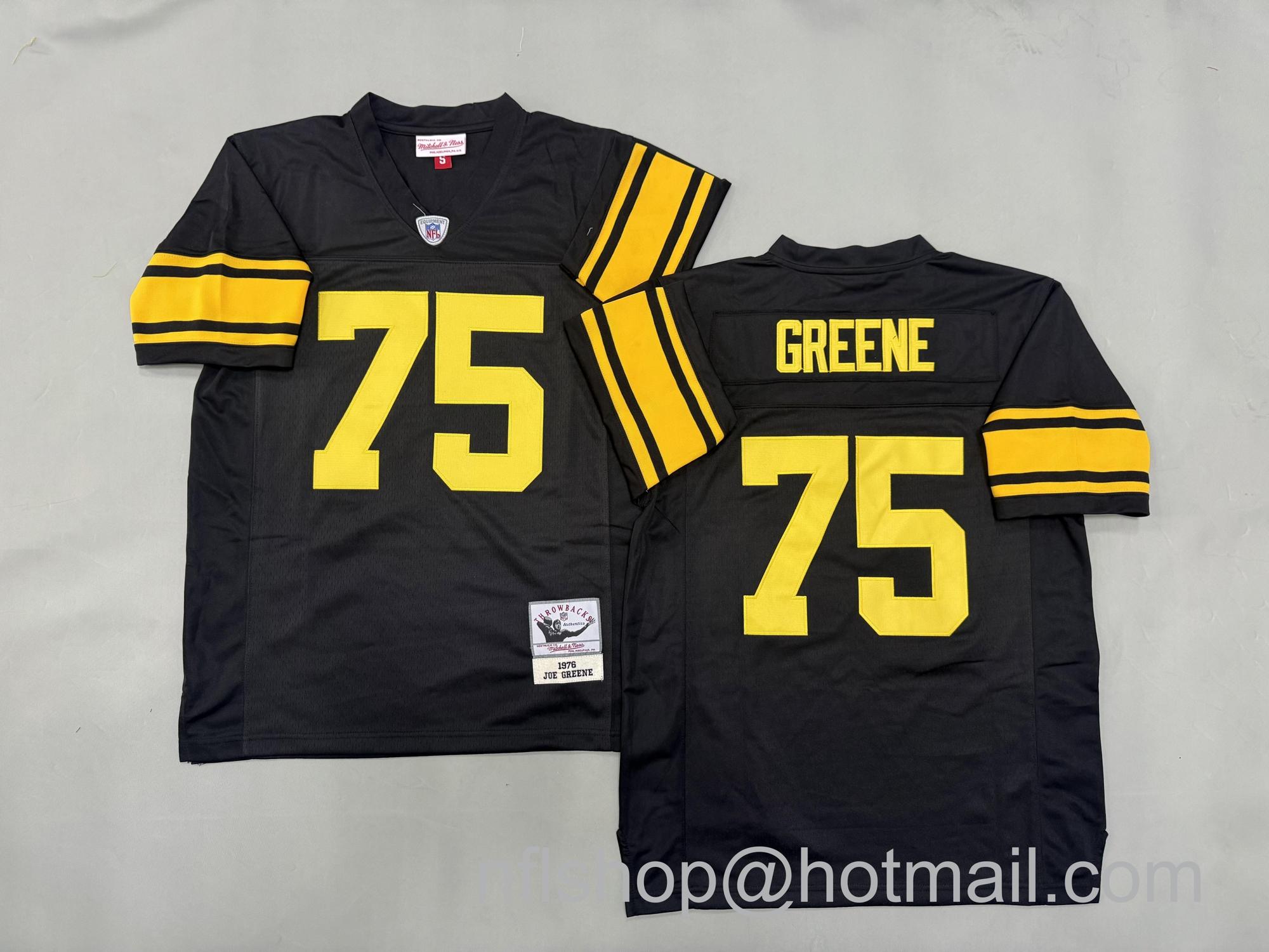 Men's Pittsburgh Steelers #75 Joe Greene Black Color Rush 1976 Throwback NFL Jersey