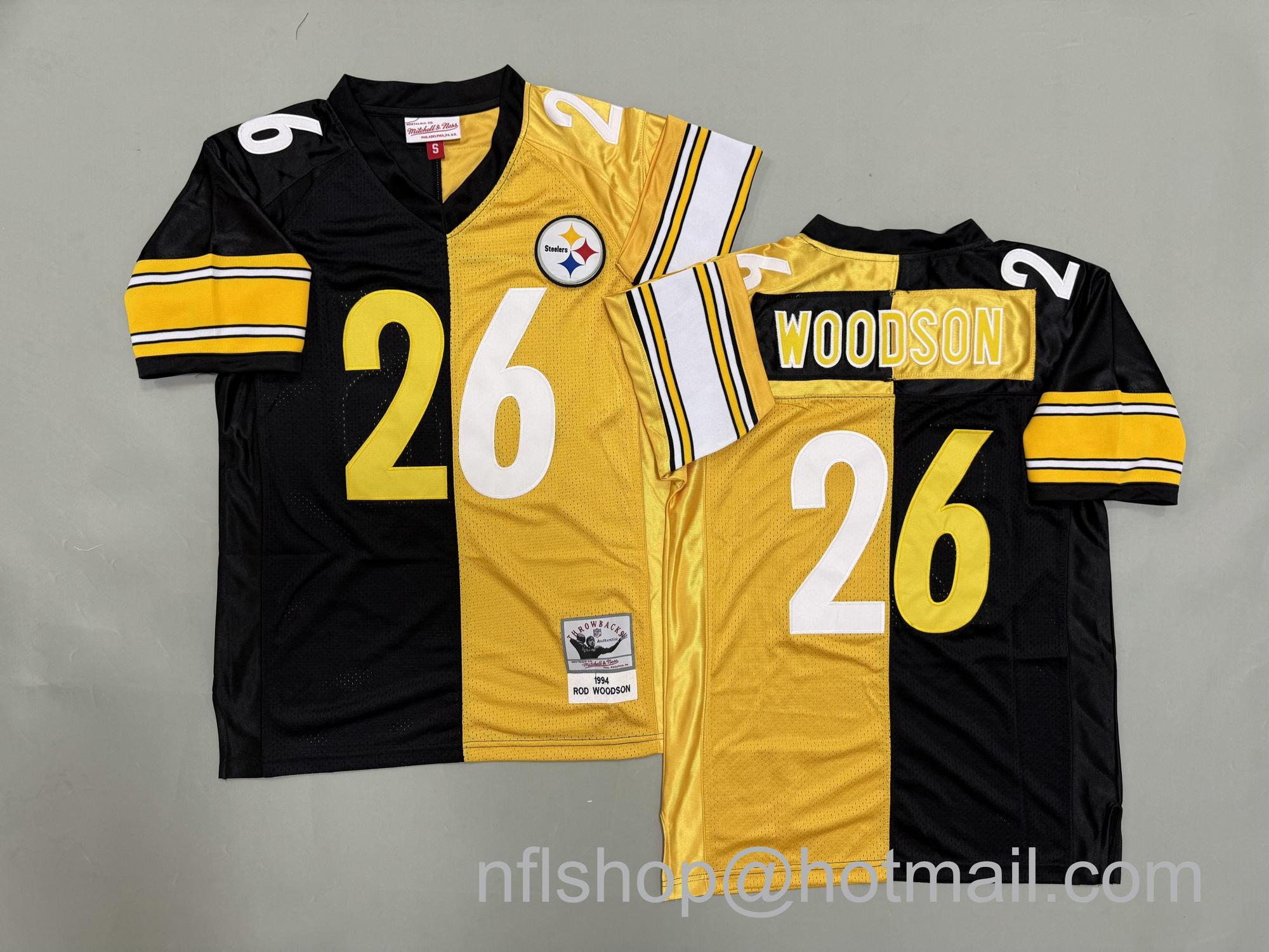 Men's Pittsburgh Steelers #26 Rod Woodson Split 1994 Mitchell & Ness Jersey