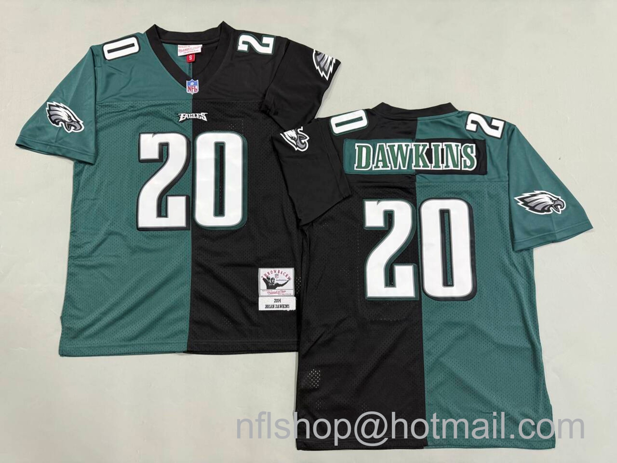 Men's Philadelphia Eagles #20 Brian Dawkins Split 2004 Mitchell & Ness NFL Jersey