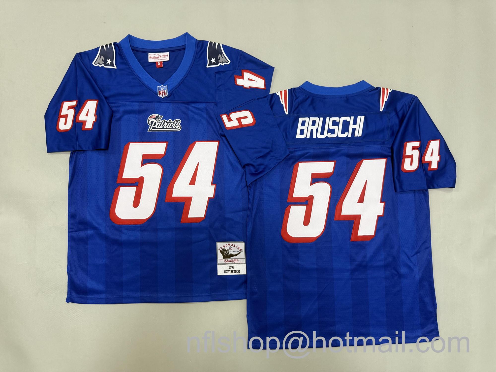 Men's New England Patriots #54 Tedy Bruschi Royal 1996 Throwback NFL Jersey