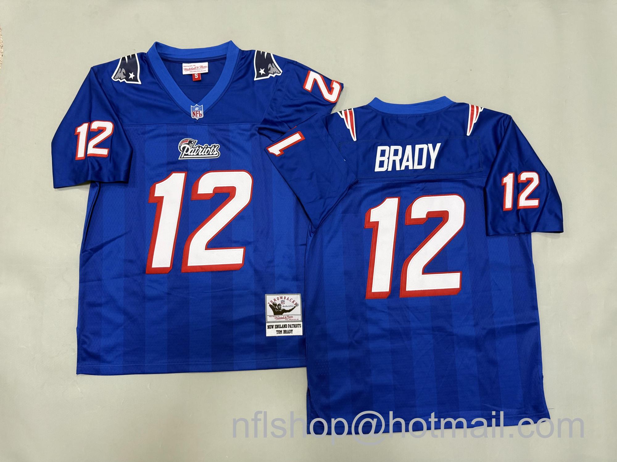 Men's New England Patriots #12 Tom Brady Royal Throwback NFL Jersey