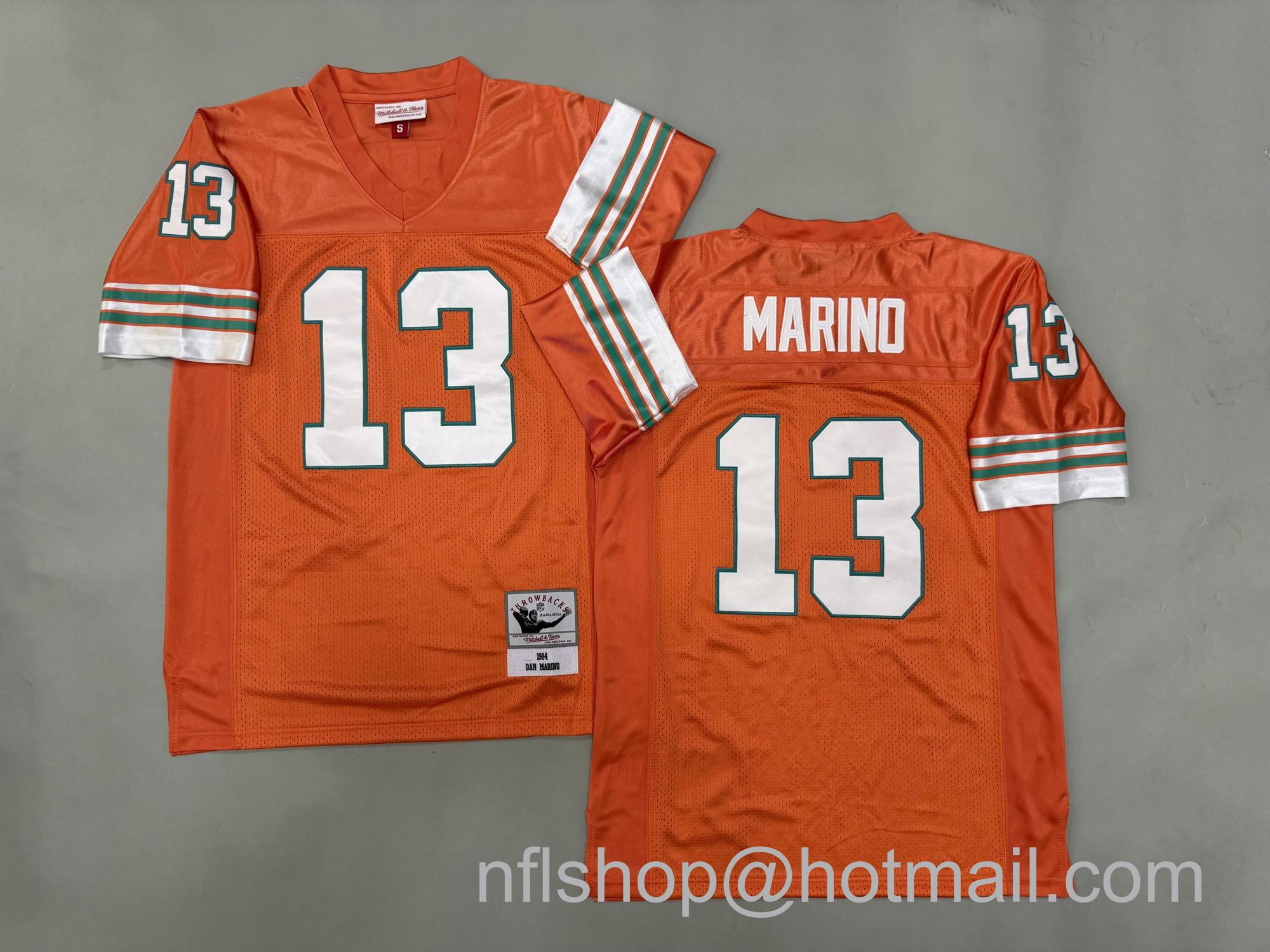 Men's Miami Dolphins #13 Dan Marino Orange 1984 Mitchell & Ness Jersey