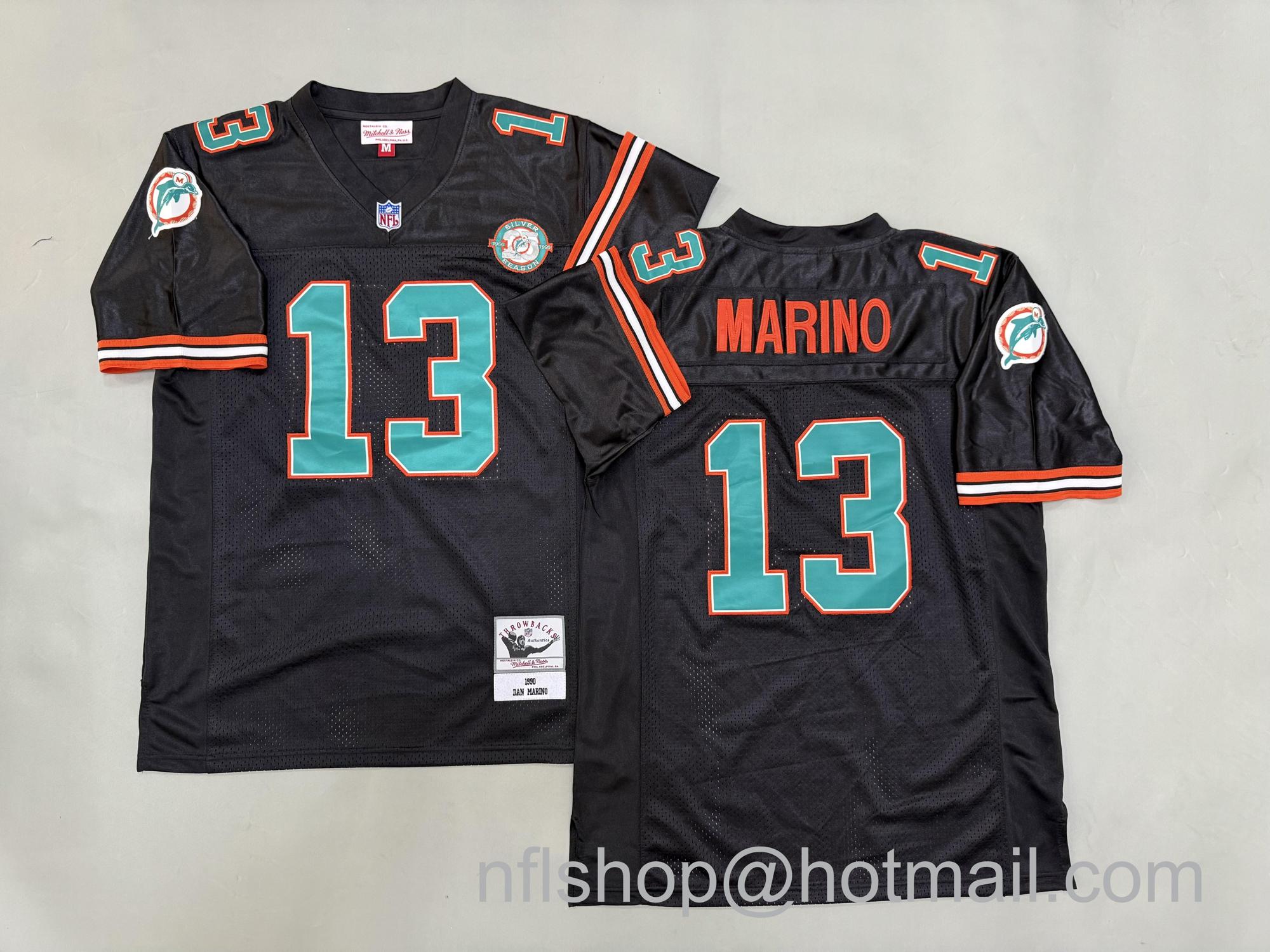 Men's Miami Dolphins #13 Dan Marino Black 1990 Mitchell & Ness NFL Jersey
