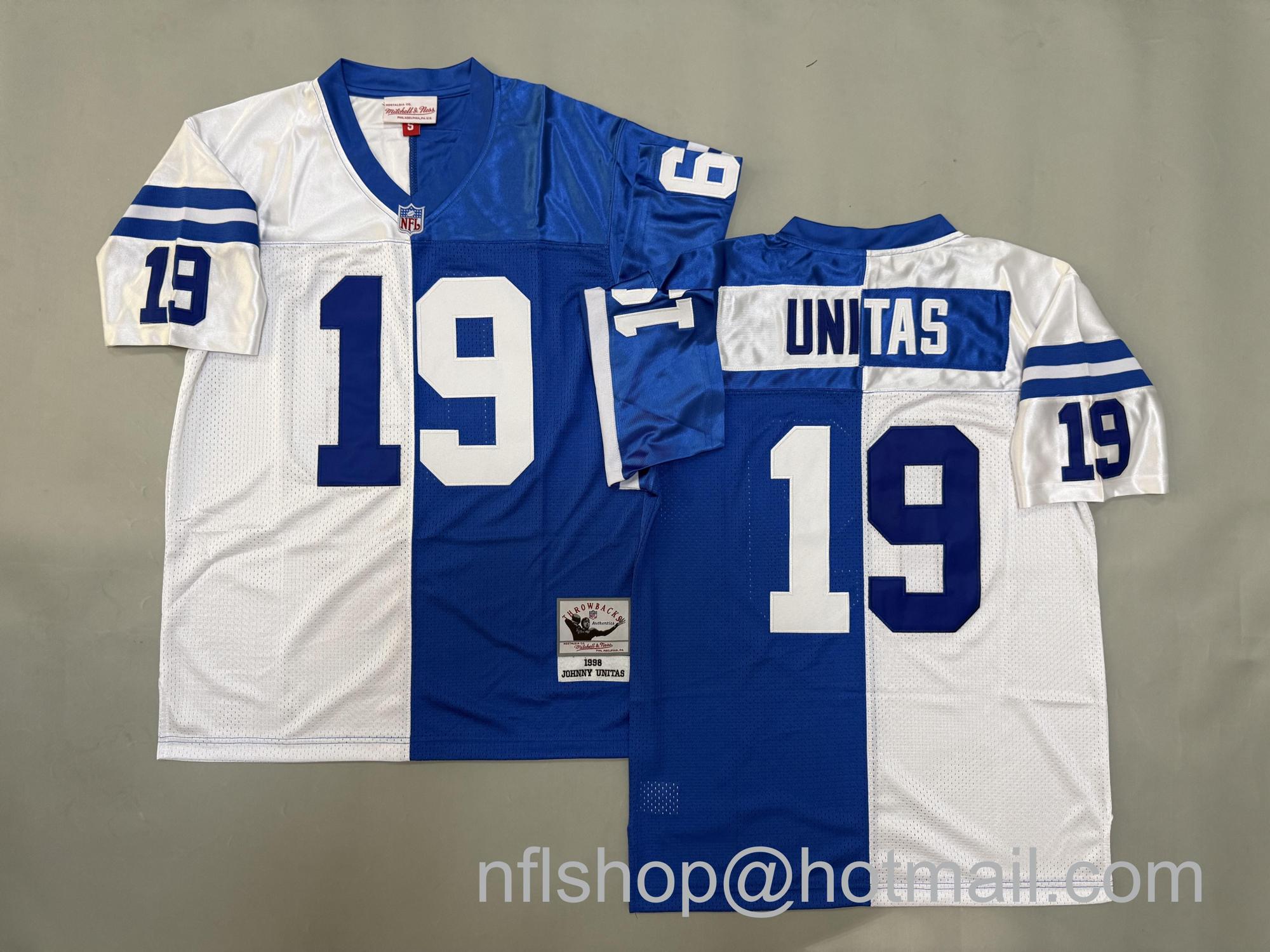 Men's Indianapolis Colts #19 Johnny Unitas Split 1998 Throwback NFL Jersey