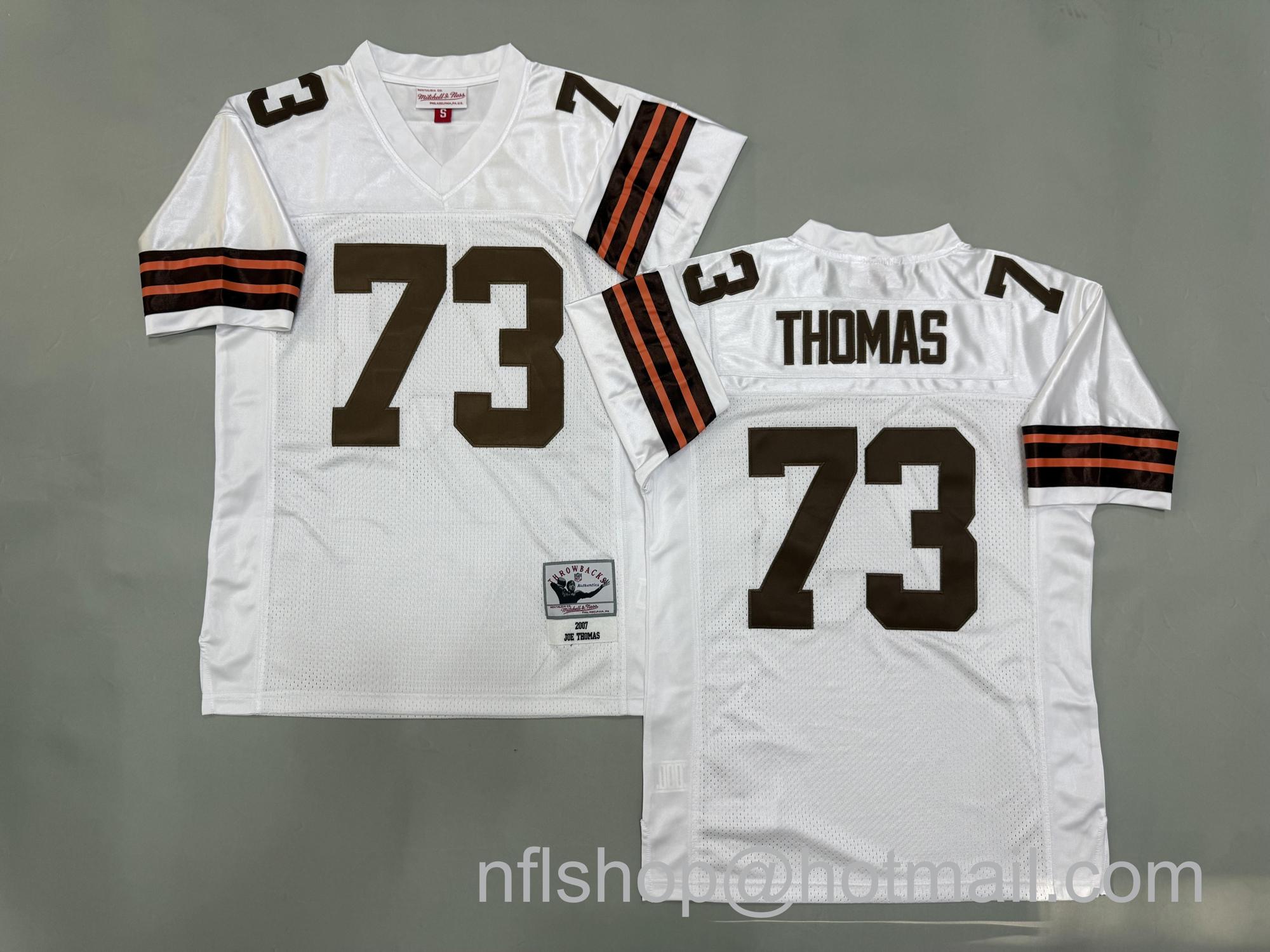 Men's Cleveland Browns #32 Joe Thomas White 2007 Throwback NFL Jersey