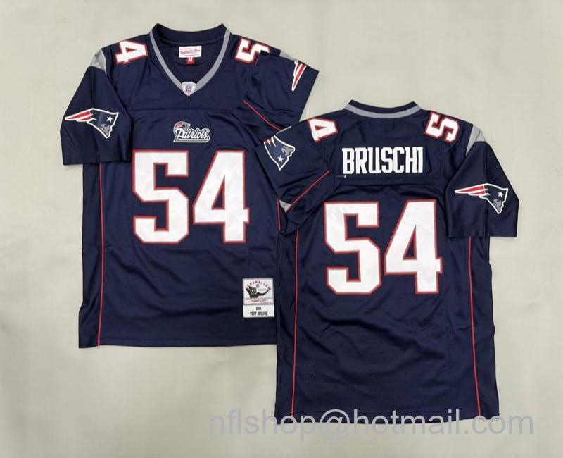 Men's New England Patriots #54 Tedy Bruschi Navy 1996 Mitchell & Ness Jersey