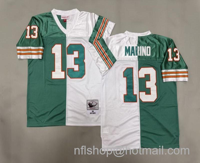 Men's Miami Dolphins #13 Dan Marino Split 1984 Mitchell & Ness Jerseys