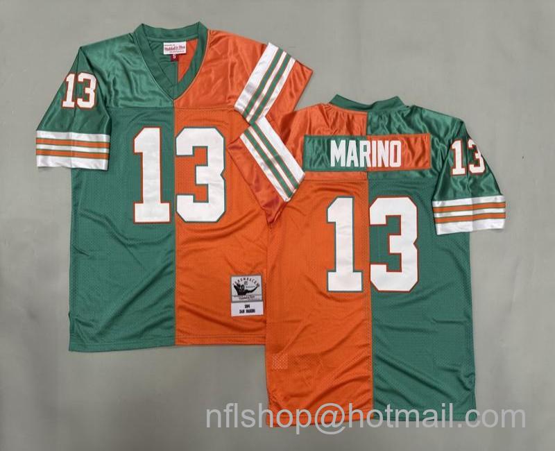 Men's Miami Dolphins #13 Dan Marino Split 1984 Mitchell & Ness Jersey
