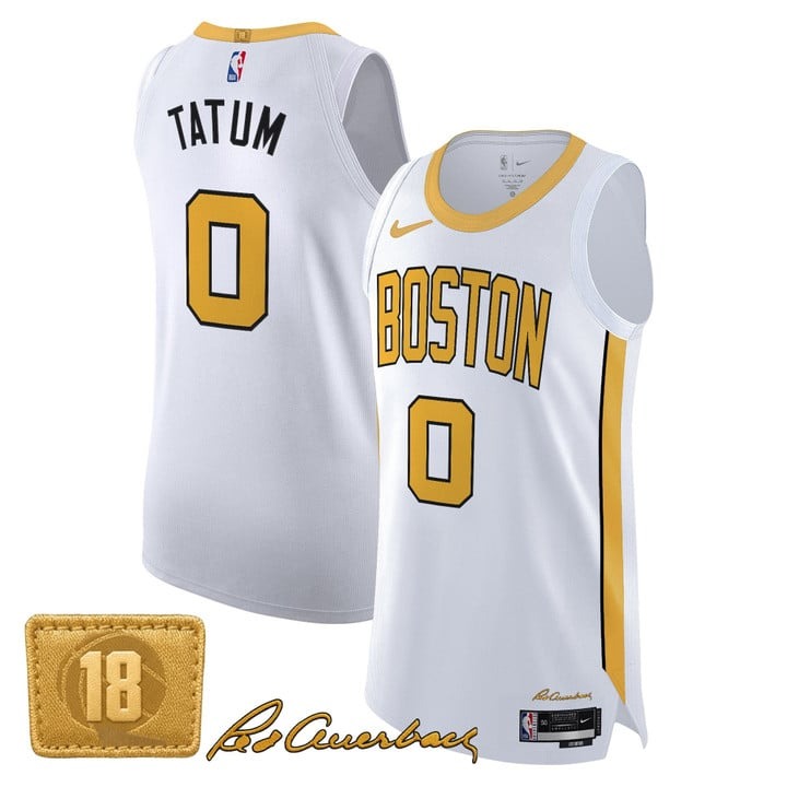 Men's Boston Celtics #0 Jayson Tatum White Gold 2025-26 City Edition Swingman Stitched Basketball Jersey