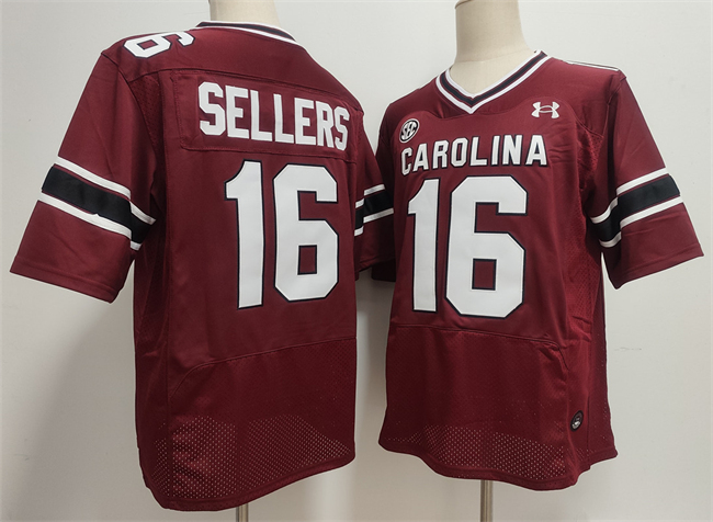 Men's South Carolina Gamecocks #16 LaNorris Sellers Garnet Stitched Jersey