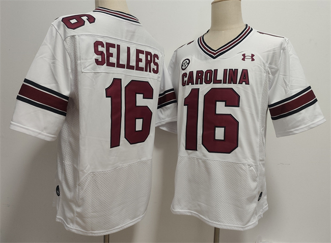 Men's South Carolina Gamecocks #16 LaNorris Sellers White Stitched Jersey