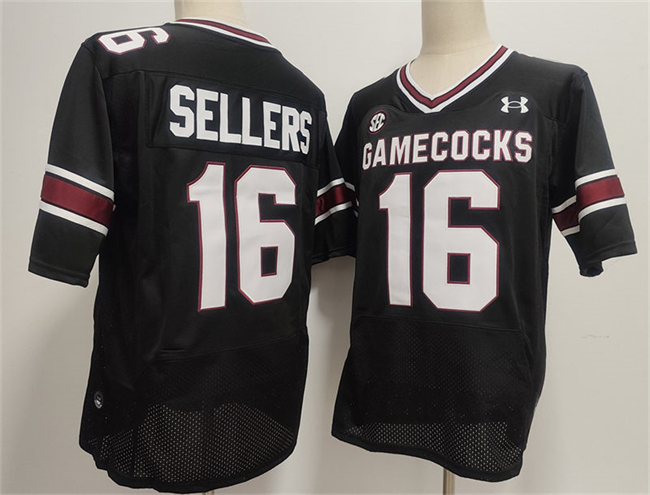 Men's South Carolina Gamecocks #16 LaNorris Sellers Black Stitched Jersey