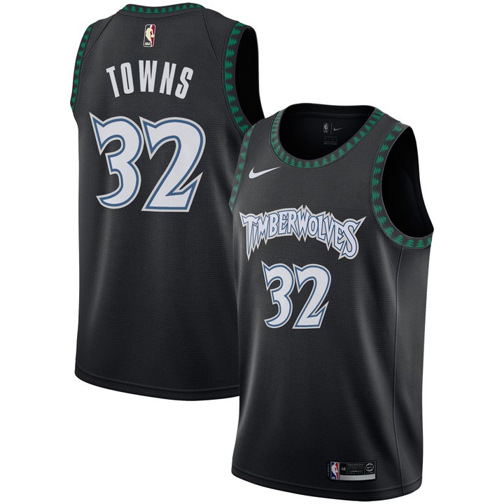 Men's Minnesota Timberwolves #32 Karl-Anthony Towns Black Trees Classic Edition 2025-26 Swingman Stitched Jersey