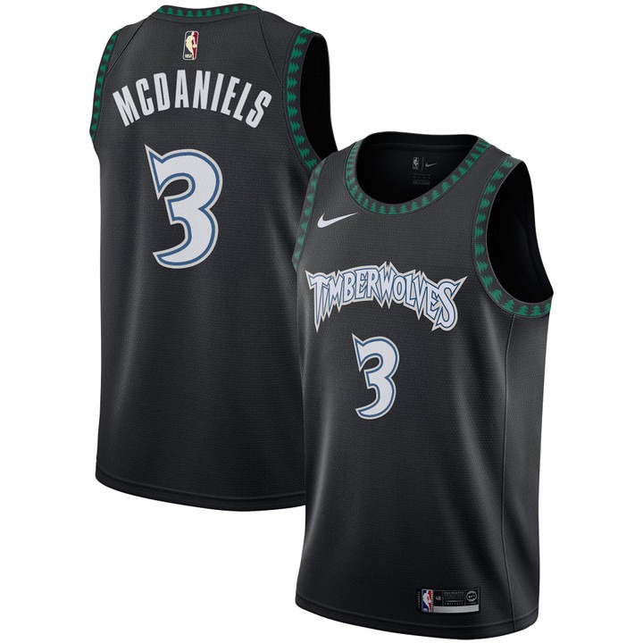 Men's Minnesota Timberwolves #3 Jaden Mcdaniels Black Trees Classic Edition 2025-26 Swingman Stitched Jersey