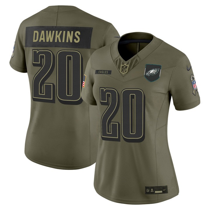 Women's Philadelphia Eagles #20 Brian Dawkins Olive 2025 Salute to Service Nike Limited Jersey Women's Philadelphia Eagles #20 Brian Dawkins Olive 2025 Salute to Service Nike Limited Jersey