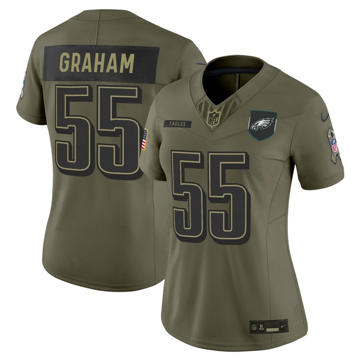 Women's Philadelphia Eagles #55 Brandon Graham Olive 2025 Salute to Service Nike Limited Jersey Women's Philadelphia Eagles #55 Brandon Graham Olive 2025 Salute to Service Nike Limited Jersey