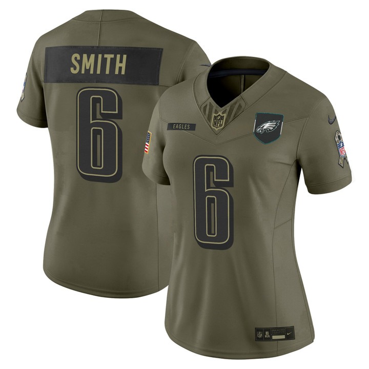Women's Philadelphia Eagles #6 DeVonta Smith Olive 2025 Salute to Service Nike Limited Jersey Women's Philadelphia Eagles #6 DeVonta Smith Olive 2025 Salute to Service Nike Limited Jersey