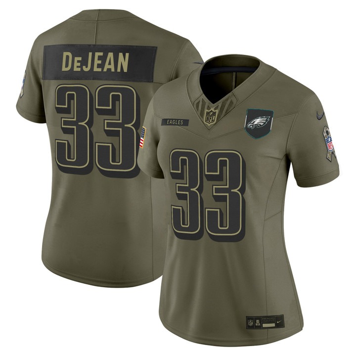 Women's Philadelphia Eagles #33 Cooper DeJean Olive 2025 Salute to Service Nike Limited Jersey Women's Philadelphia Eagles #33 Cooper DeJean Olive 2025 Salute to Service Nike Limited Jersey