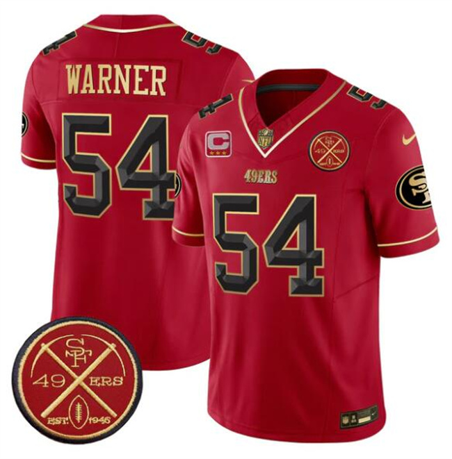 Men's San Francisco 49ers #54 Fred warner Red F.U.S.E. 3-Star C With Est.1946 Patch Vapor Limited Stitched Football Jersey
