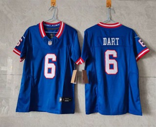 Women's New York Giants #6 Jaxson Dart Blue F.U.S.E. Throwback Stitched Jersey(Run Small) Women's New York Giants #6 Jaxson Dart Blue F.U.S.E. Throwback Stitched Jersey(Run Small)