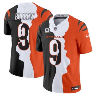 Women's Cincinnati Bengals #9 Joe Burrow Black White Orange F.U.S.E. 4-Star C Patch Limited Jersey Women's Cincinnati Bengals #9 Joe Burrow Black White Orange F.U.S.E. 4-Star C Patch Limited Jersey