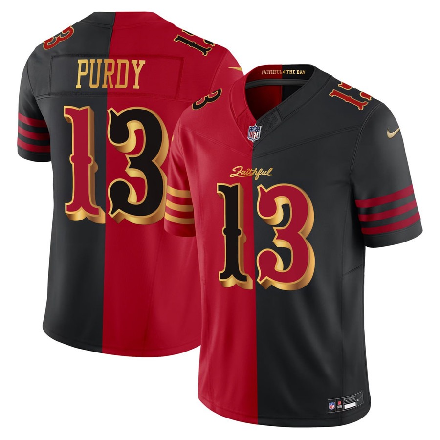 Men's San Francisco 49ers #13 Brock Purdy Rivalries 2025 Split Stitched Limited Jersey