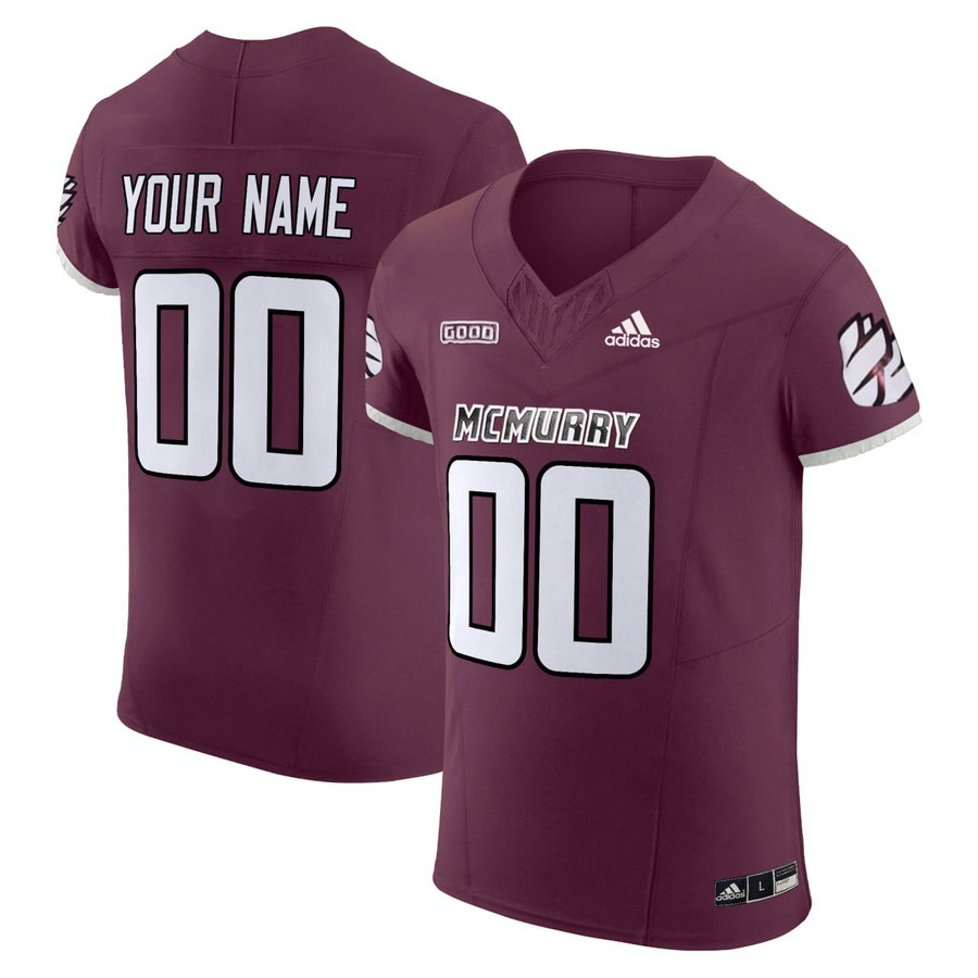 Men's McMurry University football Custom Maroon Vapor Elite Stitched Jersey