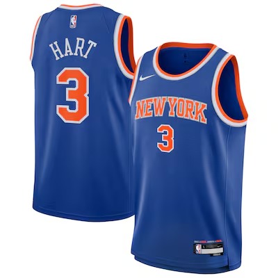 Youth New York Knicks #3 Josh Hart Blue Icon Edition Stitched Basketball Jersey