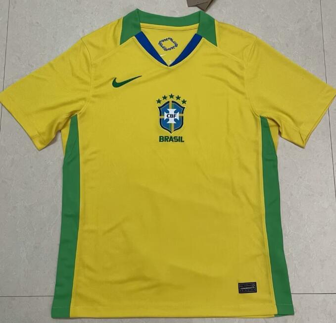 Men's 2025 Brazil Custom Home Yellow Soccer Jersey