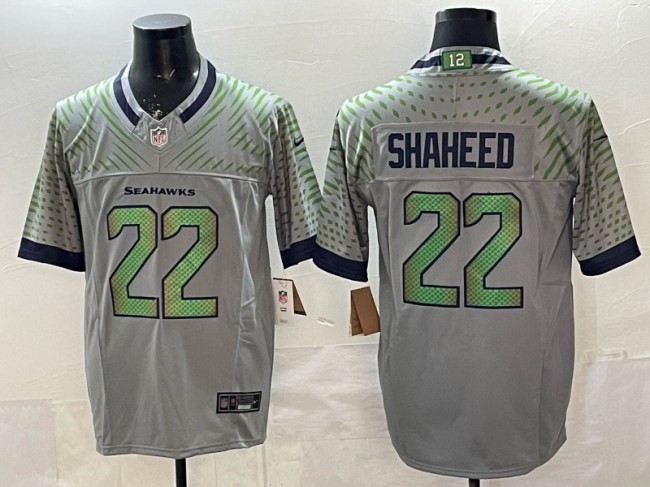 Men's Seattle Seahawks #22 Rashid Shaheed Grey Rivalries 2025 F.U.S.E. Vapor Limited Football Stitched Jersey