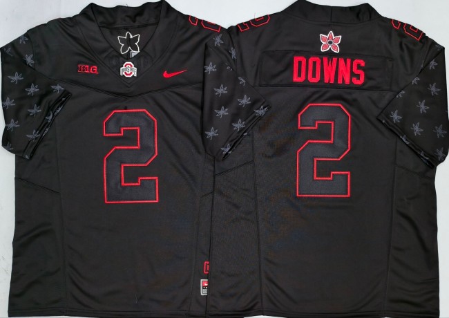 Men's Ohio State Buckeyes #2 Caleb Downs Black 'Stranger Things Edition' F.U.S.E. Vapor Limited Stitched Football Jersey