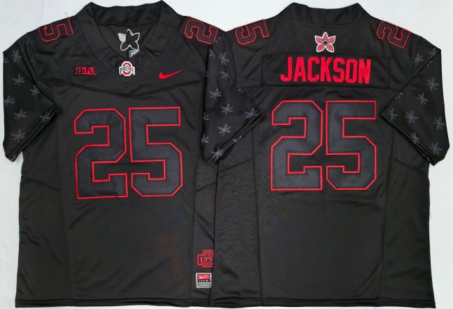 Men's Ohio State Buckeyes #25 Lamar Bo Jackson Black 'Stranger Things Edition' F.U.S.E. Vapor Limited Stitched Football Jersey