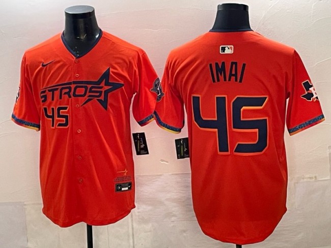 Men's Houston Astros #45 Tatsuya Imai Orange 2025 City Connect Limited Stitched Baseball Jersey