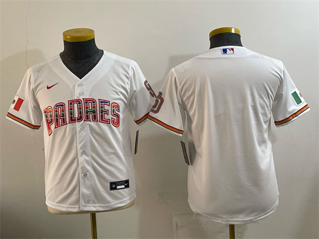 Youth San Diego Padres Blank White Mexico Cool Base Stitched Baseball Jersey